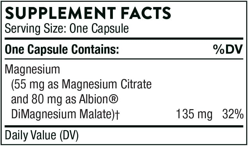 THORNE Magnesium CitraMate - Magnesium Supplement with Citrate-Malate - Support Heart, Skeletal Muscles, Cardiac, Lung Function, and Bone Density - Gluten-Free, Dairy-Free, Soy-Free - 90 Capsules
