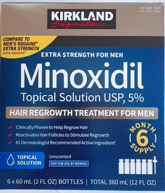 6 Months - Kirkland Generic Minoxidil 5% Mens Hair Loss Regrowth - Total 12 Oz