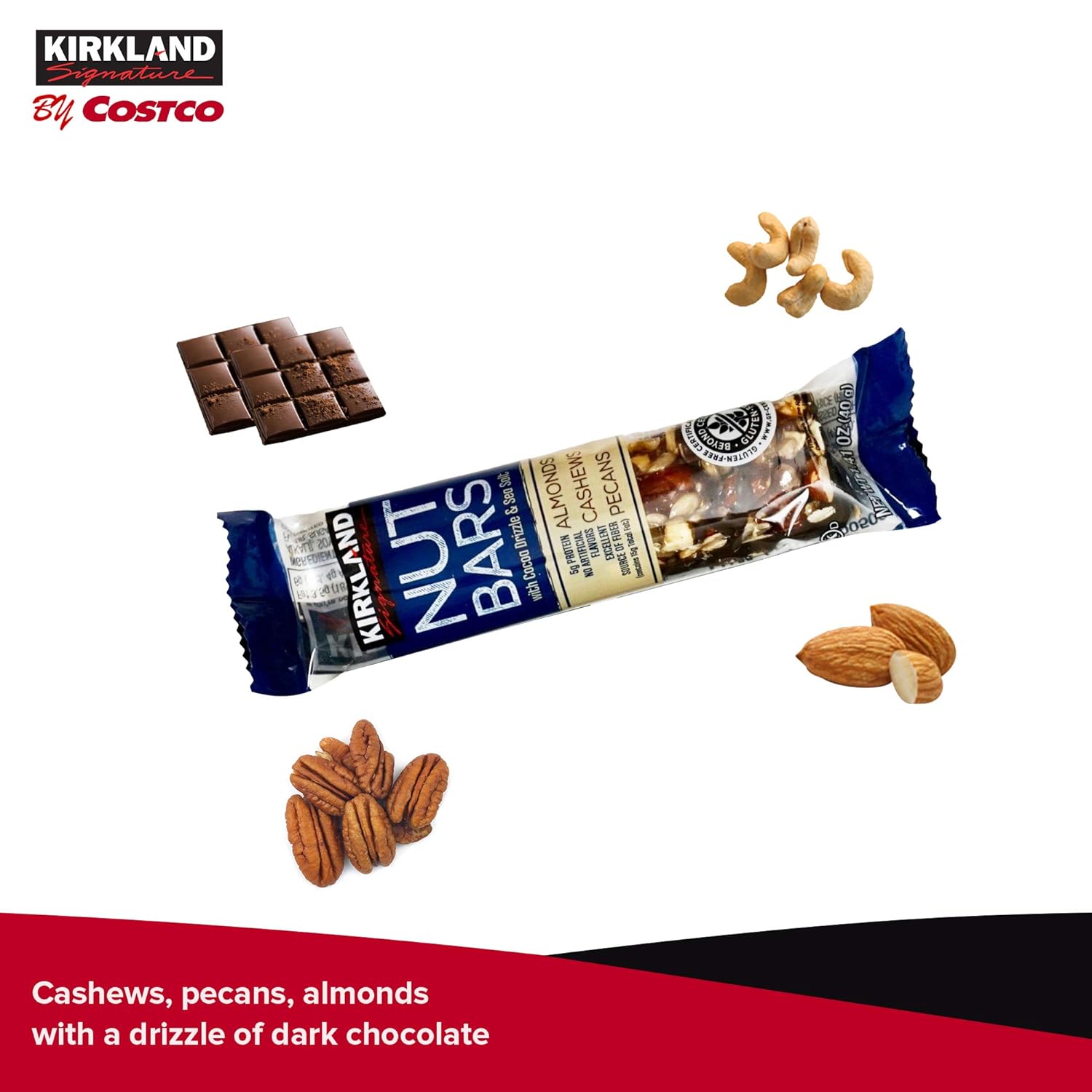 KIRKLAND SIGNATURE Nut Bars 30Count (2.64 Lbs), 42.3 Oz