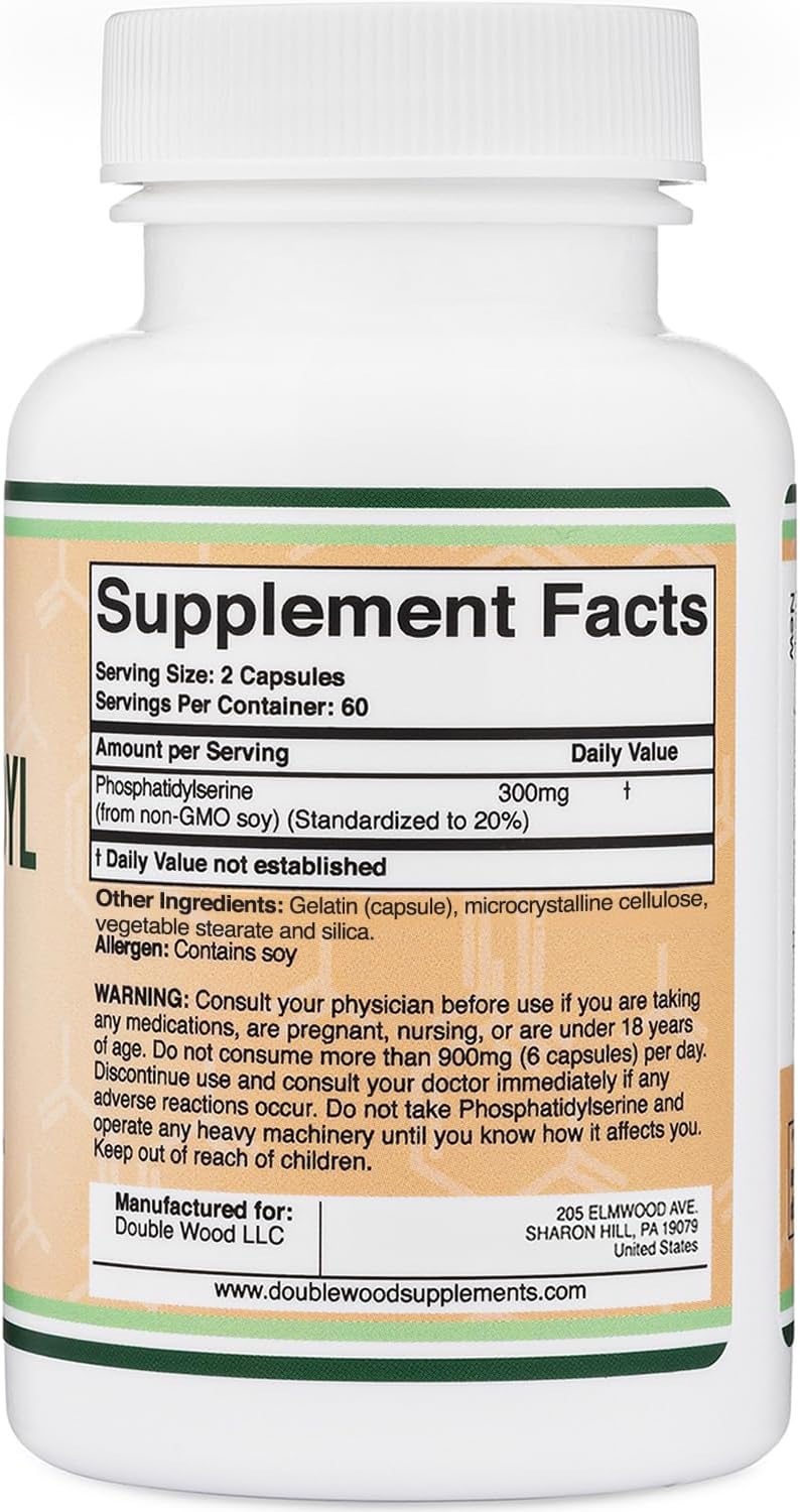PhosphatidylSerine Supplement 300mg Per Serving, 120 Capsules (Phosphatidyl Serine Complex)