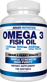 Arazo Nutrition Wild Caught Omega 3 Fish Oil – 120 Soft Gels