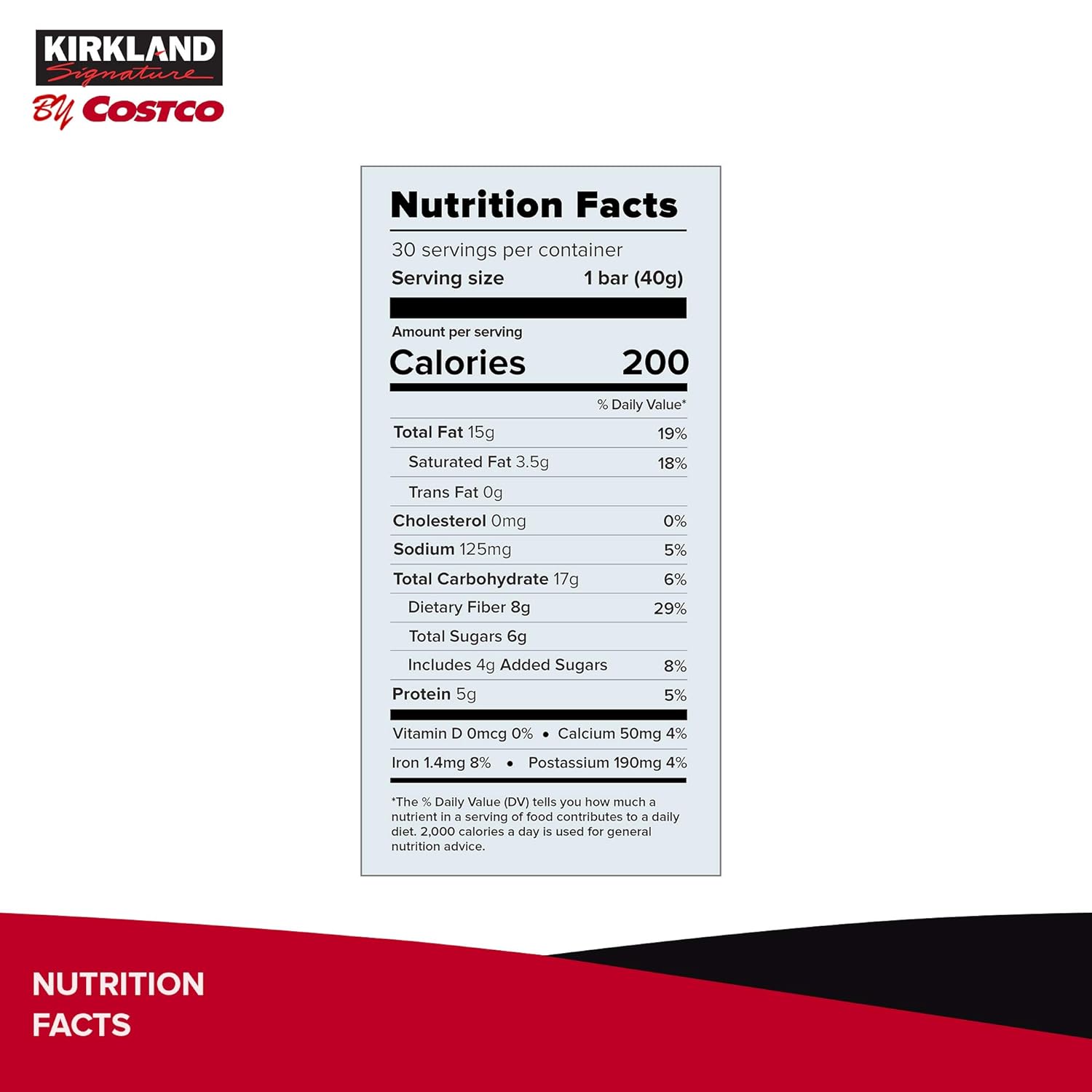 KIRKLAND SIGNATURE Nut Bars 30Count (2.64 Lbs), 42.3 Oz