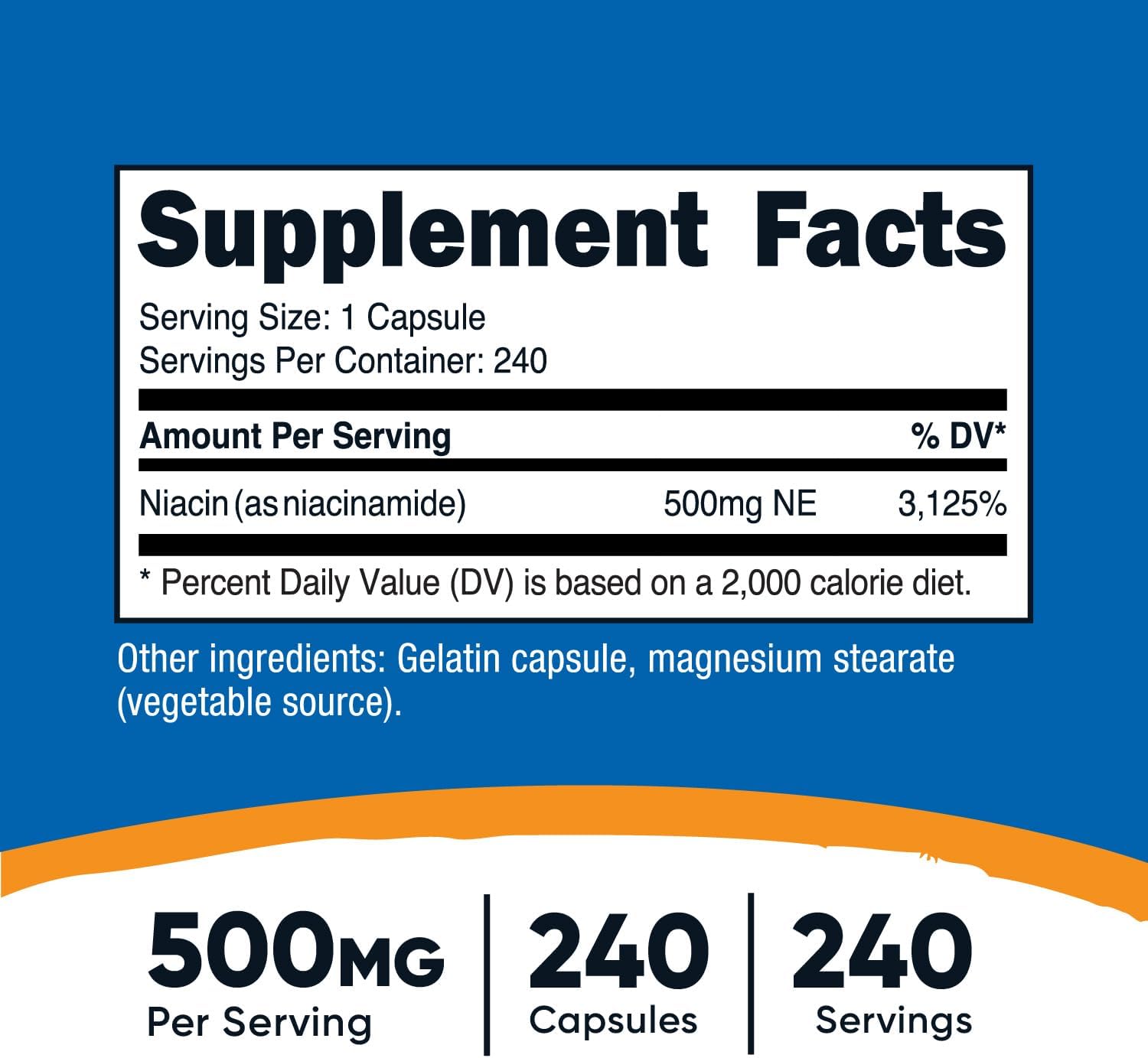 Nutricost Niacinamide (Vitamin B3) 500mg, 240 Capsules - Non-GMO, Gluten Free, Flush Free Vitamin B3