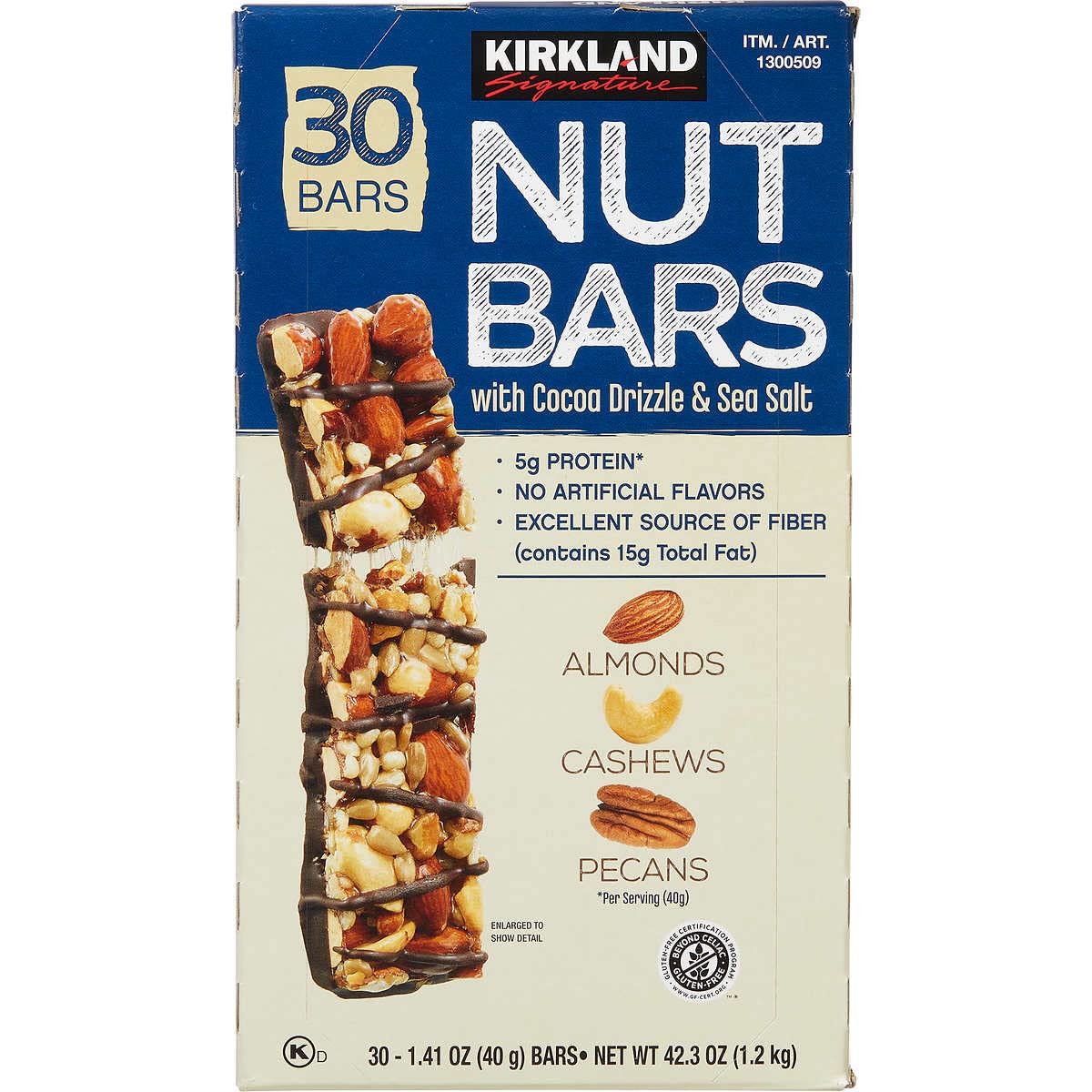 KIRKLAND SIGNATURE Nut Bars 30Count (2.64 Lbs), 42.3 Oz