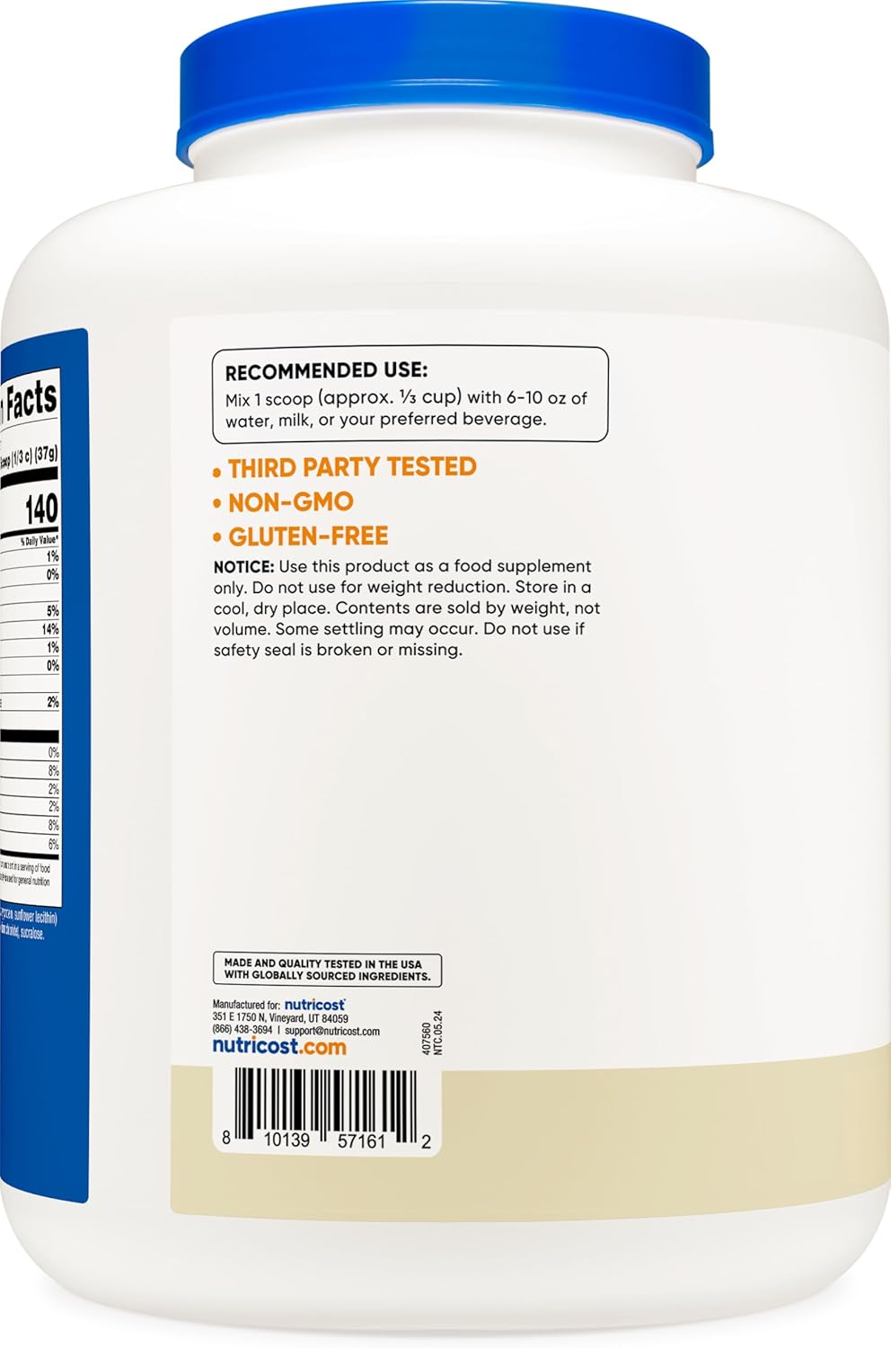 Nutricost Isolate Whey Protein Powder, Vanilla, 5 pounds