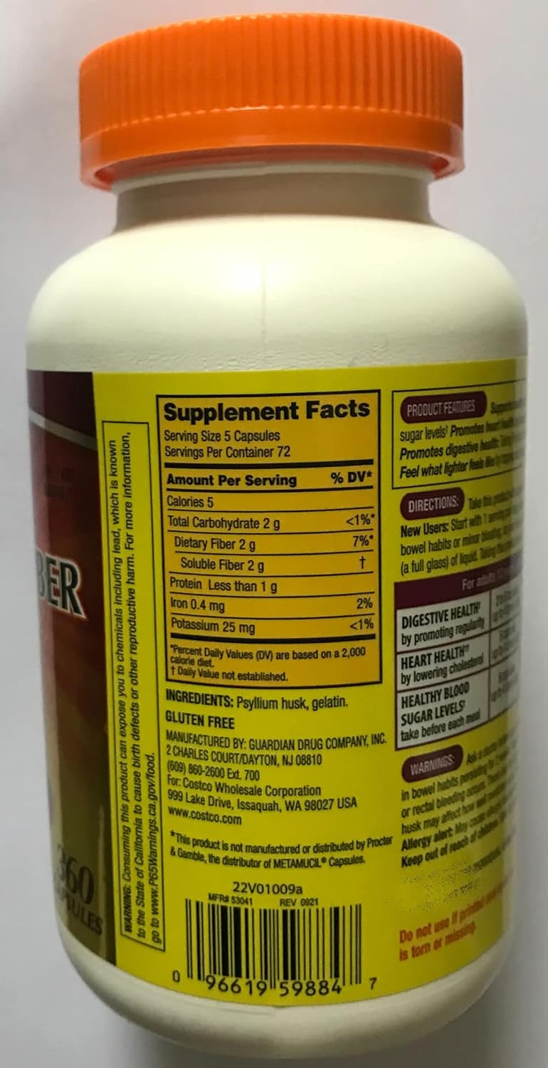 Fiber Capsules Kirkland Therapy for Regularity/Fiber Supplement, 360 capsules