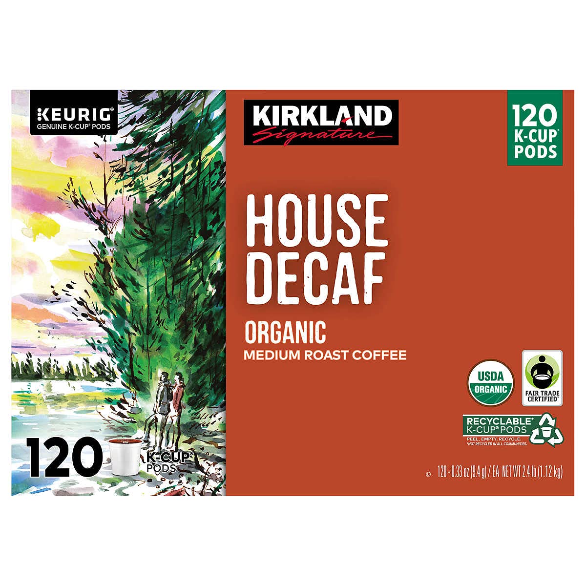 Kirkland Signature Organic House Decaf Coffee K-Cups, 120 Count, 120 Count (Pack of 1)