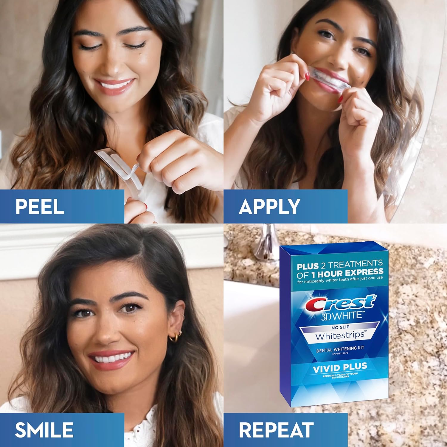 Crest 3D Whitestrips, Vivid Plus, Teeth Whitening Strip Kit