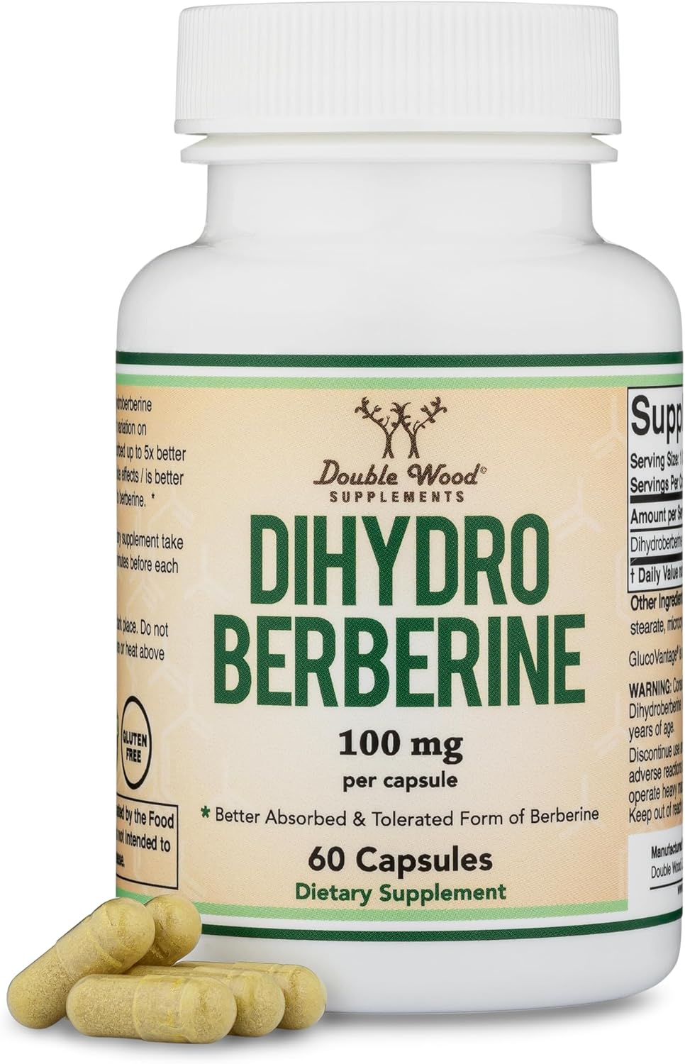 Dihydroberberine Supplement 100mg, 60 Capsules (Patented GlucoVantage Super Berberine, May be 5X More Effective Than Berberine with Less Side Effects)