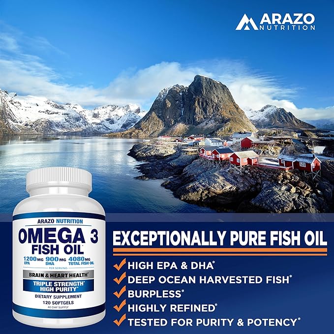 Arazo Nutrition Wild Caught Omega 3 Fish Oil – 120 Soft Gels