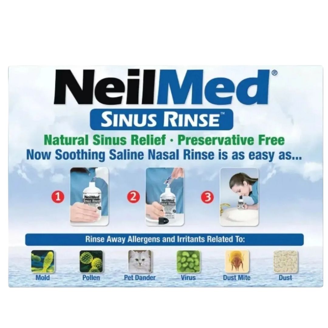 NeilMed Sinus Rinse Kit 250 Packets + 2 Squeeze Bottles + NASAMIST SALINE SPRAY