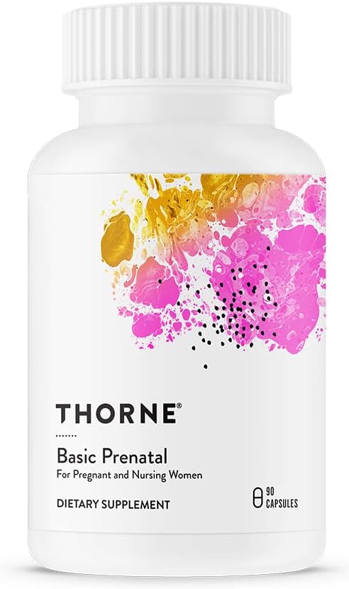 THORNE Basic Prenatal - Well-Researched Folate Multi for Pregnant and Nursing Women Includes 18 Vitamins and Minerals, Plus Choline - 90 Capsules - 30 Servings