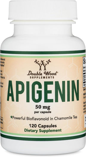 Apigenin Supplement - 50mg per Capsule, 120 Count (Powerful Bioflavonoid Found in Chamomile Tea for Relaxation, Sleep, and Mood) Senolytic Flavonols for Aging (Gluten Free