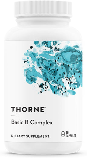 THORNE Basic B-Complex - Tissue-Ready Vitamin B Complex Supplement with Choline - Supports Cellular Energy Production, Brain Health & Red Blood Cell Formation - Gluten-Free, Dairy-Free - 60 Capsules