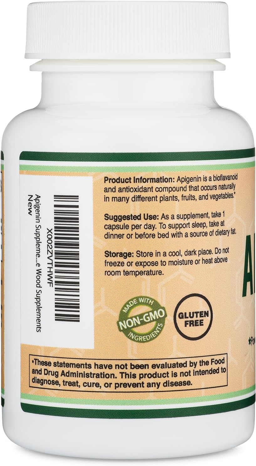 Apigenin Supplement - 50mg per Capsule, 120 Count (Powerful Bioflavonoid Found in Chamomile Tea for Relaxation, Sleep, and Mood) Senolytic Flavonols for Aging (Gluten Free