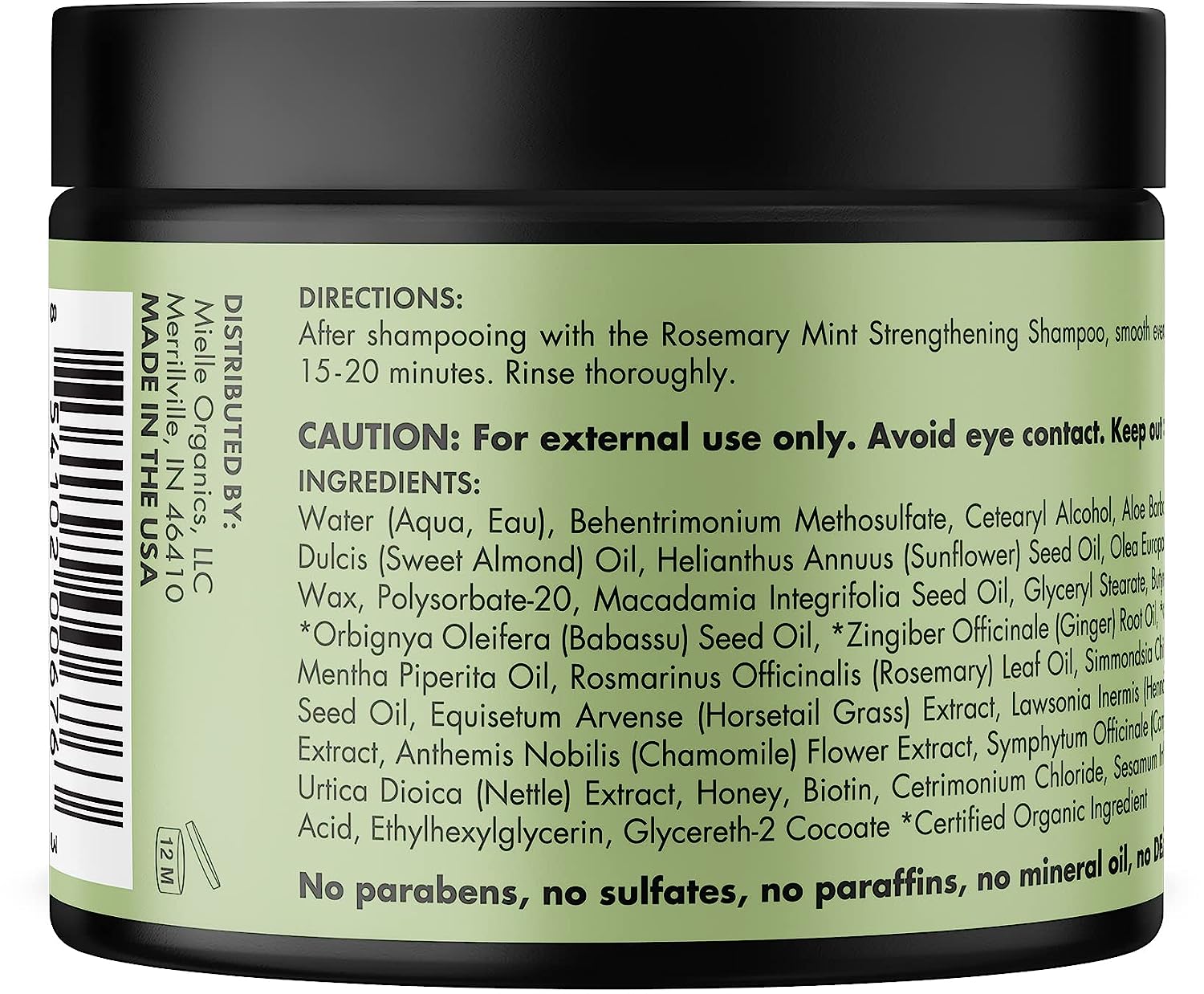 Mielle Organics Rosemary Mint Strengthening Hair Masque 12 Ounces