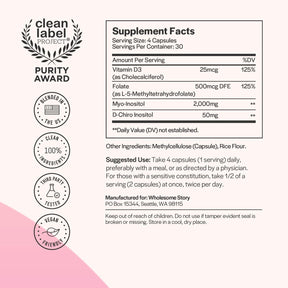 Myo-Inositol & D-Chiro Inositol Capsules with MTHF, Folate, Vitamin D