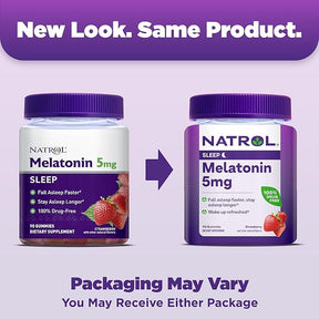 Natrol 5mg Melatonin Gummies, Sleep Support for Adults, Melatonin Supplements for Sleeping, 90 Strawberry-Flavored Gummies, 45 Day Supply