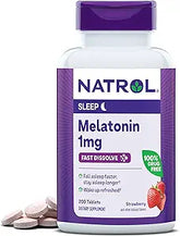 Natrol Melatonin 1mg, Strawberry-Flavored Dietary Supplement for Restful Sleep, 200 Fast-Dissolve Tablets, 200 Day Supply