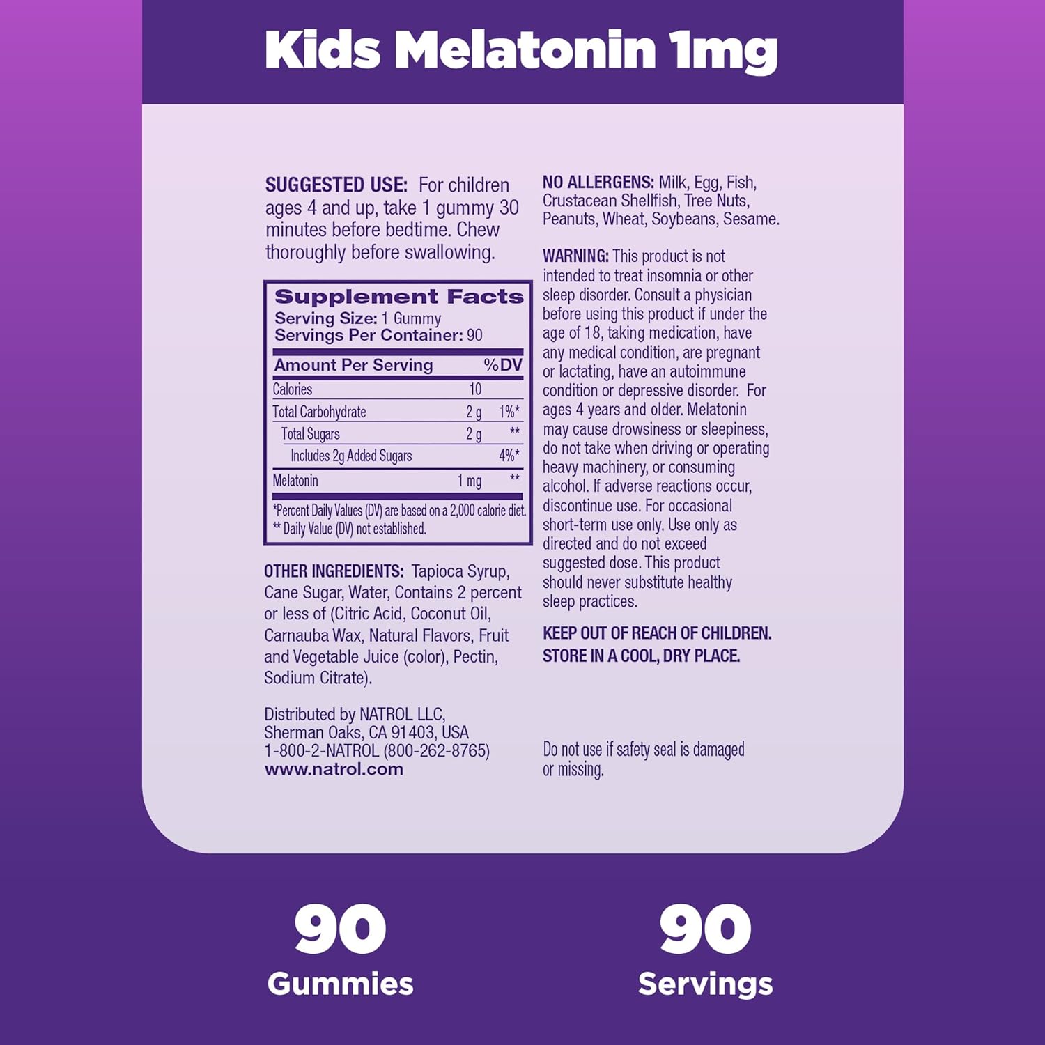 Natrol Kids Melatonin 1mg, Supplement for Restful Sleep, Sleep Gummies for Children, 90 Raspberry-Flavored Melatonin Gummies, 90 Day Supply