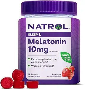 Natrol 10 mg Melatonin Gummies, Sleep Support for Adults, Melatonin Supplements for Sleeping, 90 Strawberry-Flavored Gummies, 45 Day Supply