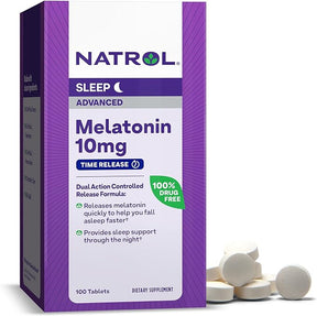 Natrol Advanced Sleep Melatonin 10mg, Dietary Supplement for Restful Sleep, Time Release Melatonin Tablets, 100 Time-Release Tablets, 100 Day Supply