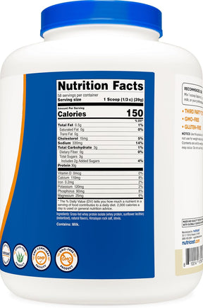 Nutricost Grass-Fed Whey Protein Isolate (Vanilla) 5LBS - Non-GMO, Gluten Free, Natural Flavors