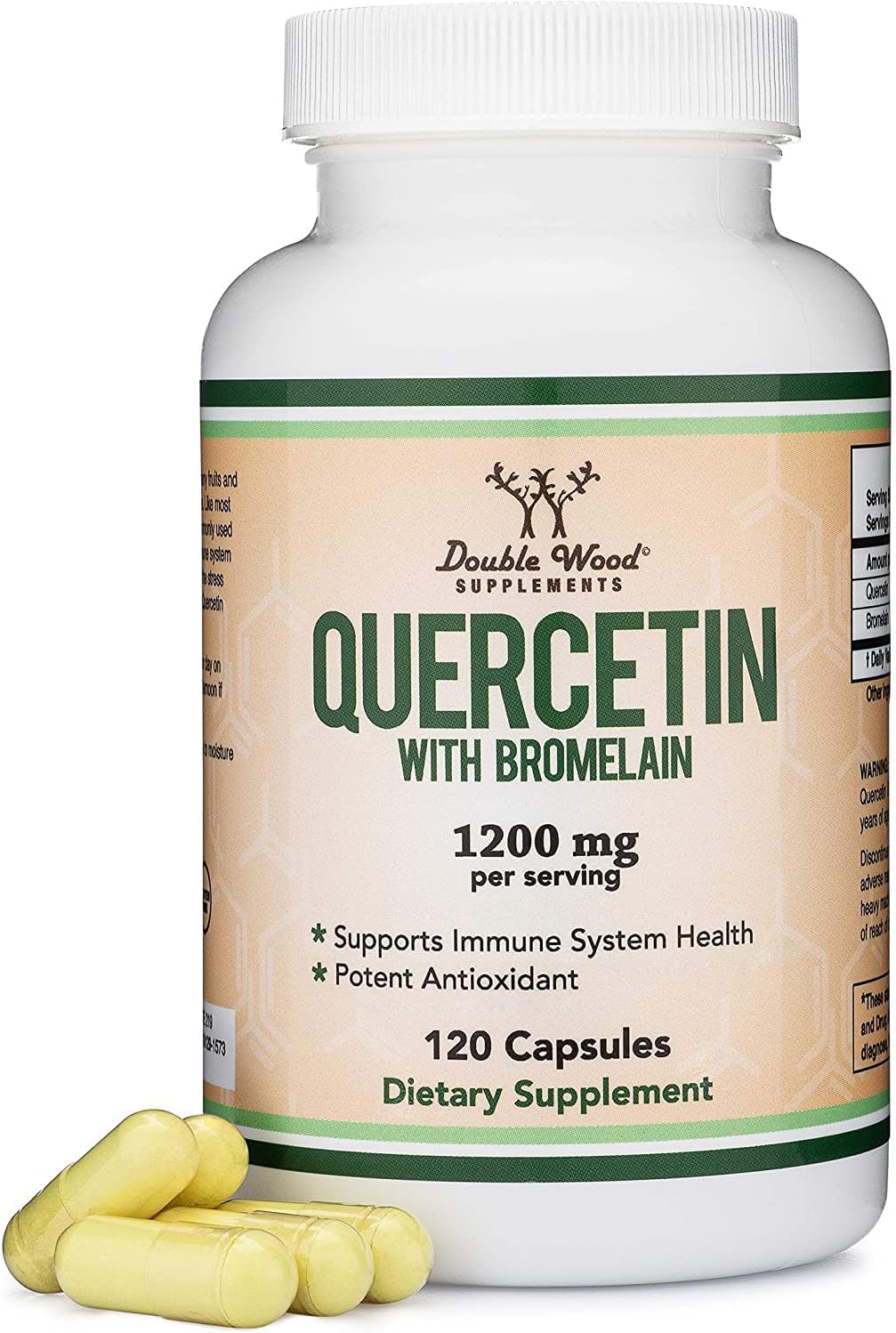 Quercetin with Bromelain - 120 Count (1,200mg Servings) Immune Health Capsules - Supports Healthy Immune Functions in Men and Women