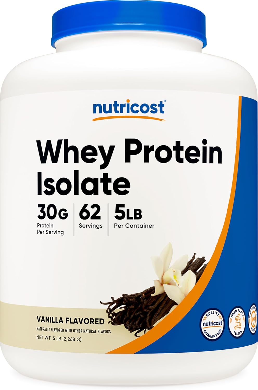 Nutricost Isolate Whey Protein Powder, Vanilla, 5 pounds