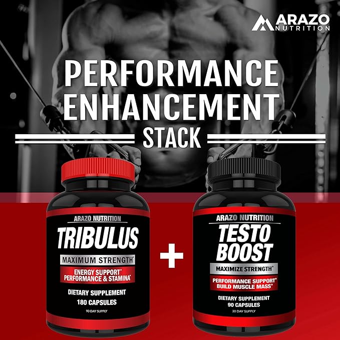 Arazo Nutrition Tribulus Terrestris 1500mg Extract Powder – 180 Capsules - Energy Booster with Estrogen Blocker