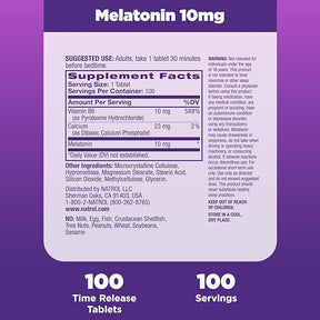 Natrol Advanced Sleep Melatonin 10mg, Dietary Supplement for Restful Sleep, Time Release Melatonin Tablets, 100 Time-Release Tablets, 100 Day Supply