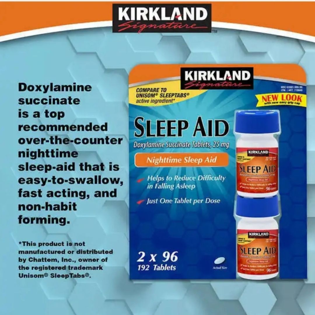 Kirkland Signature Sleep Aid Doxylamine Succinate Sleep Aid 25 Mg 96 count